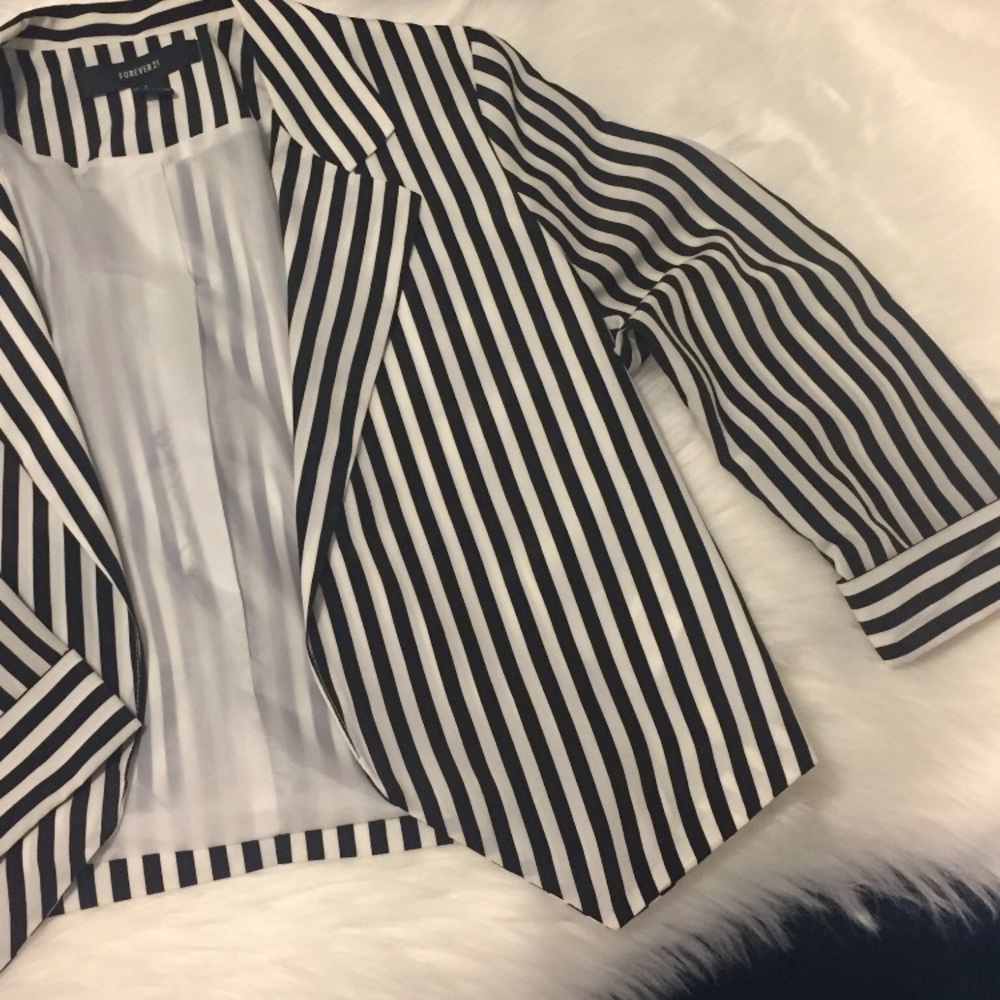 Blazer, black & white striped